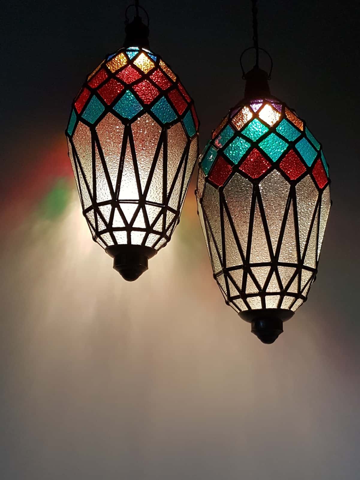 Balinese Frosted Coloured Light or Lantern - 60x25cm - (lit with 12v LED)