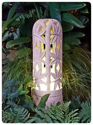 Limestone lantern BAMBOO- 60x20cm CPS14c - These lanterns are great for interior or outdoor spaces, can be powered or candlelight.