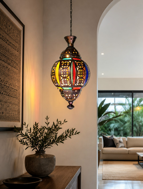 Capture the magic of Moroccan style light from CasaPandan. Handcrafted in Bali from rust-resistant brass and glass therefore it will not rust.