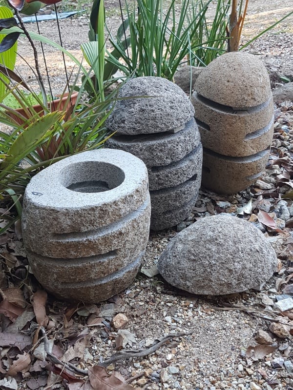 River Stone Garden Light 30x18cm. Slotted Stone lights have a hole in the bottom as access for youto add power for your garden.