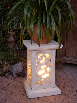 stone pedestal 50x30cm CPS38 in handcarved Balinese limestone. Create an ambience in your garden or home. Add a 12 volt light for your garden.