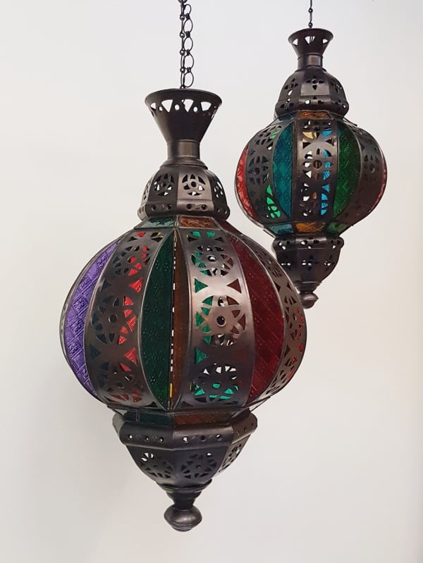 Moroccan Pendant Light or Lantern - Cutout Brass-CPL8 & CPL17a - handcrafted in Bali they will not rust over time - a large door on the side for access.