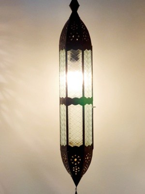 Moroccan Long Light CPL3 - 90x12cm Glass and brass will not rust. Handcrafted in Bali, each light has a large door on the side for access.