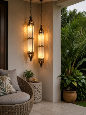Create a warm and inviting ambience with the Moroccan style Long Light from CasaPandan. Made by skilled Balinese artisans for indoor and outdoor spaces.
