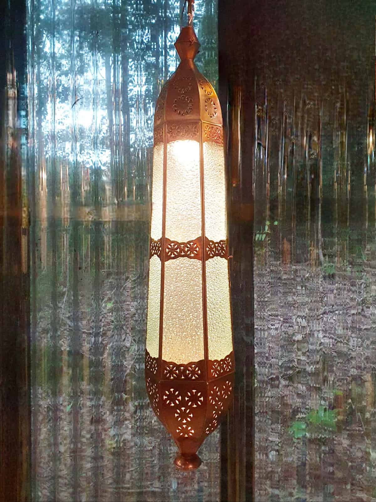 Balinese Long Light - 80x15cm - CPL35 - Glass and Brass - handcrafted in Bali will not rust - a large door on the side for access.