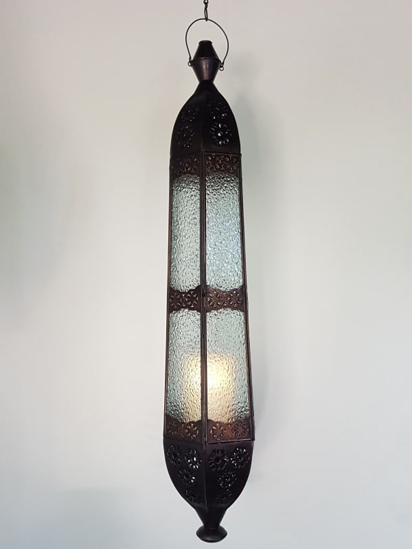 Balinese Long Light - 85x20cm - CPL35 - Glass and Brass - handcrafted in Bali will not rust. Each light has a large door on the side for access.