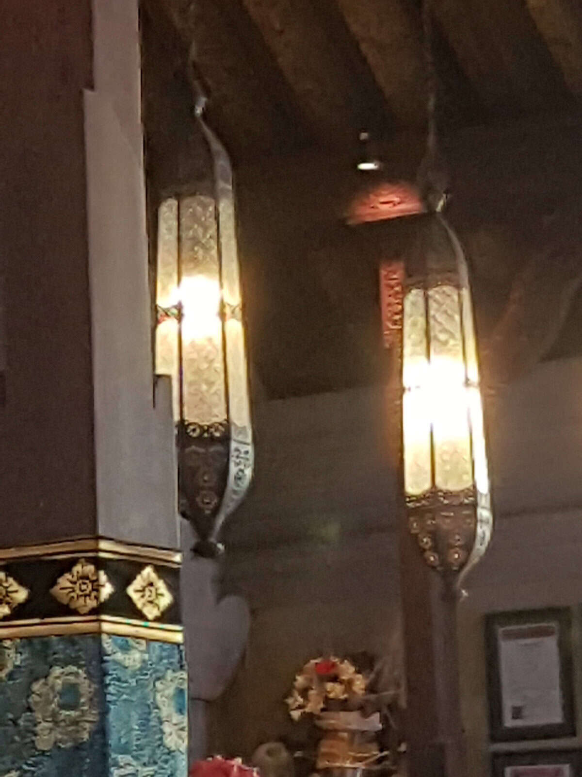 Balinese Long Light - 80x15cm - CPL35 - Glass and Brass - handcrafted in Bali will not rust - a large door on the side for access.
