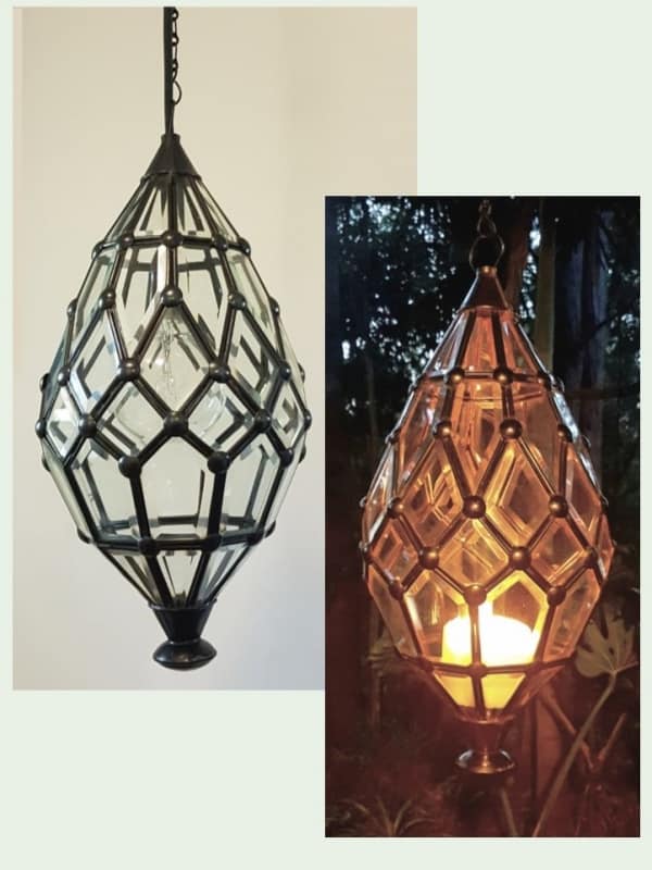 Balinese Pendant Light - Bevelled -45x20cm CPL10 - Glass and Brass handcrafted in Bali will not rust. Each light has a large door on the side for access.