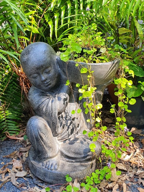 Buddha Birdbath - planter -55x42cm Great for apartment patios and decks. A water feature in the garden is also important for the birds.