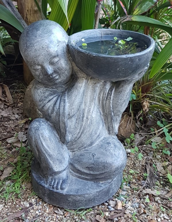 Buddha Birdbath - water feature -55x42cm Great for apartment patios and decks. A water feature in the garden is so important for the birds.