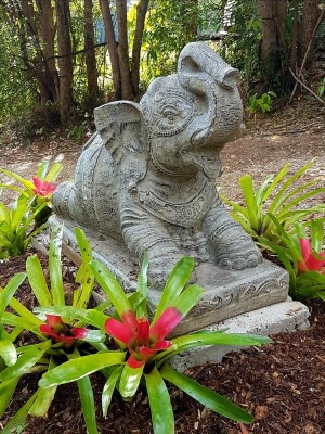 Elephant statue 75x65x35cm CPS42- trunk raised in a gesture of good luck and fortune, this beautiful elephant welcomes all that is good.