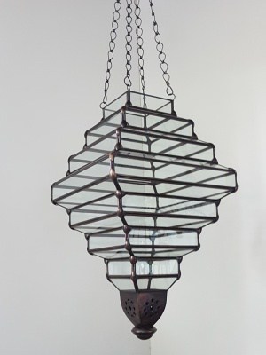 Pendant Light - Art Deco -55x35cm CPL38 - Glass and Brass handcrafted in Bali will not rust. Add a different touch of creativity.