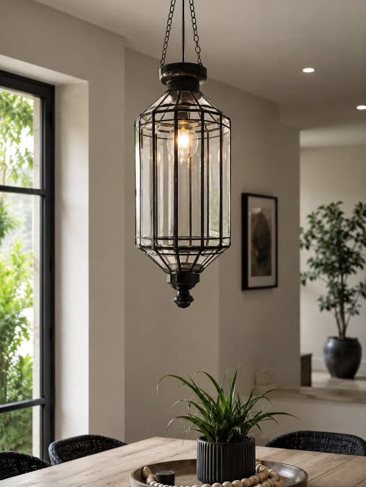 Balinese light - 70cm from CasaPandan- Handcrafted in glass and solid rust-proof brass, featuring elegant bevelled panels that create a warm, inviting glow.