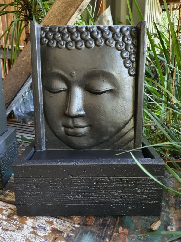 Buddha water feature- Charcoal. Great for smaller gardens and apartments. Add a 12 volt water pump to enjoy the gentle calming sound of water