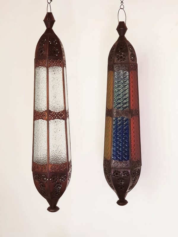 Balinese Long Lights- 80x15cm - glass and brass, will not rust. Each light has a large door on the side for access.