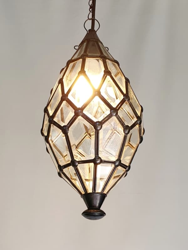 Bevelled light -45x20cm CPL10 - Glass and Brass and will not rust - a large door on the side for easy access. Bevelled glass throws stunning patterns and reflections. Have them hardwired by an electrician or light a large candle in them for a glow.