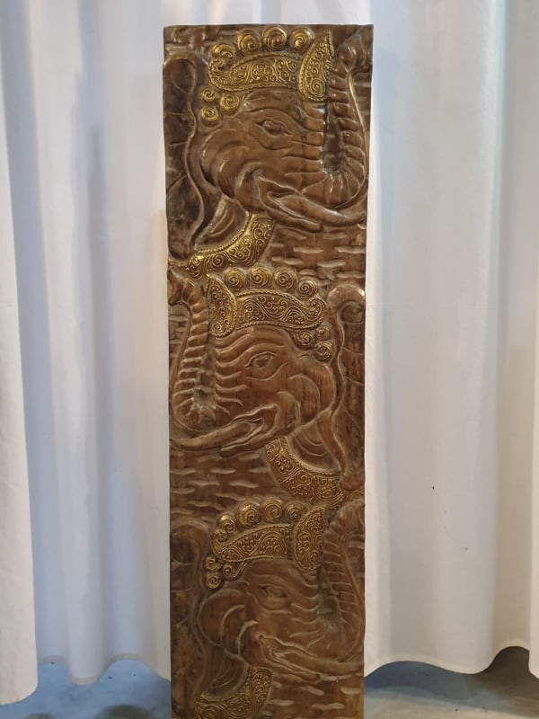 Balinese wall panel 100x30cm CPW10 - Elephant design - hand carved by the talented Balinese craftsmen. Create a peaceful Balinese theme in your home.