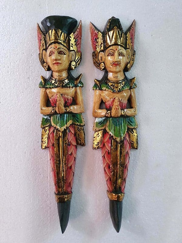 Balinese wall statues CPW27 - Rama & Sita hand carved by the creative Balinese. Create a peaceful Balinese theme in your home.