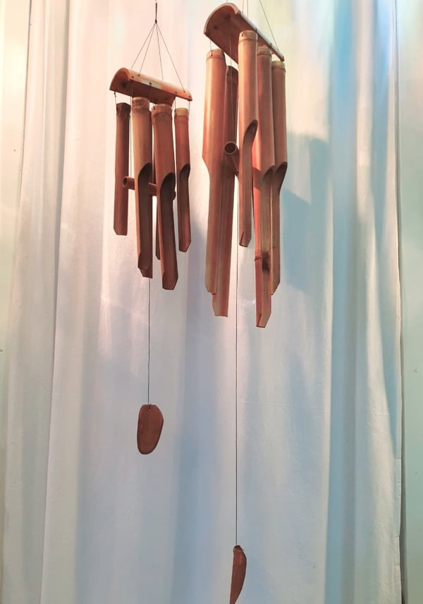 Bamboo wind chimes CPW71 - 60cm or 40cm long   hand carved by the creative Balinese. Add peaceful Balinese sounds in your home or garden.