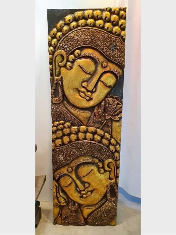 Buddha wall art 120x40cm CPW5 - hand carved by the talented Balinese craftsmen. Create a peaceful Balinese theme in your home.