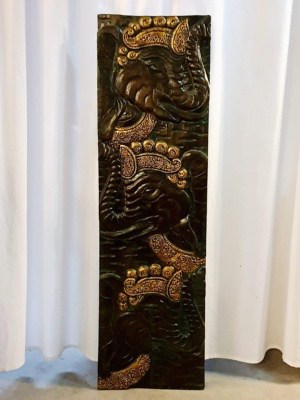 Elephant wall panel 100x30cm CPW10a - hand carved by the talented Balinese craftsmen. Create a peaceful Balinese theme in your home.