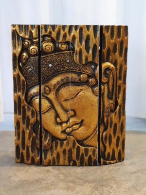 Folding Buddha panel 50x40cm CPW9a - hand carved by the creative Balinese. Create a peaceful Balinese theme in your home.
