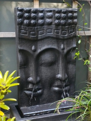 The BUDDHA wall fountain CPS174 showcases a calming Buddha image. Measuring 120x70cm, it will make a statement in any space it is displayed in.