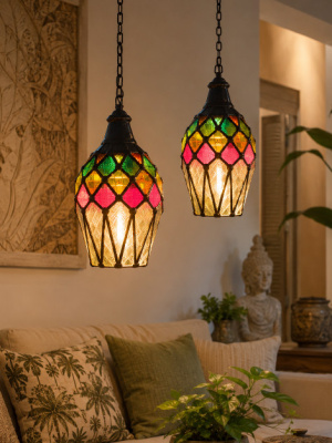 Add a brilliant splash of Balinese style to your deck, garden, or outdoor entertaining area with this exquisite Bali Coloured Light - CPL51 from CasaPandan.