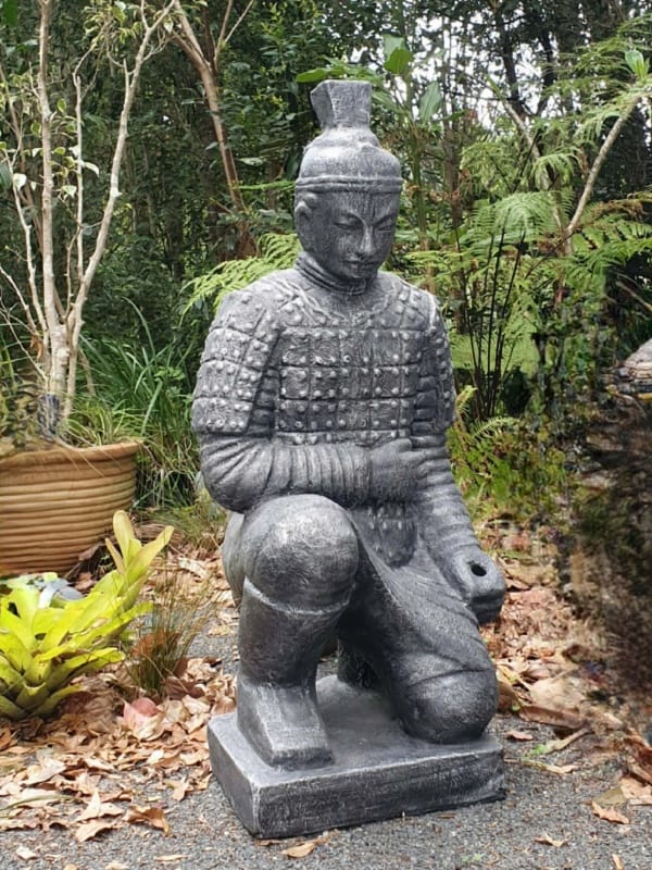 Chinese Warrior Statue - 100cm CPS147 made from (GRC) a stone composite material. Sturdy in the garden and able to be moved by two people.