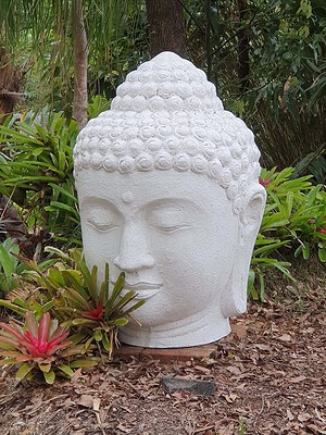 Large White Buddha Head - 100cm CPS108 will help to reduce stress and anxiety. A special symbol of peace and enlightenment in your garden.