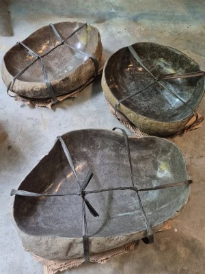 Stone WATER bowl- Birds. Dogs CPS60 - handcrafted in Bali. A dog bowl or bird bath in your garden for them to drink or bath in.