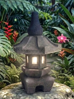 The Asian Lava Stone Garden Lantern -CPS200 is inspired by traditional Japanese and Balinese designs. Handcrafted by talented Balinese.