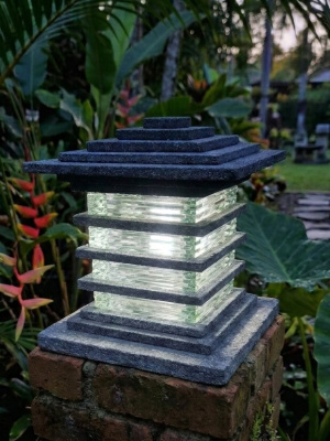 Lavastone & Glass Light - CPS202 - 30x25cm  will illuminate your garden blending natural volcanic stone with elegant glass.