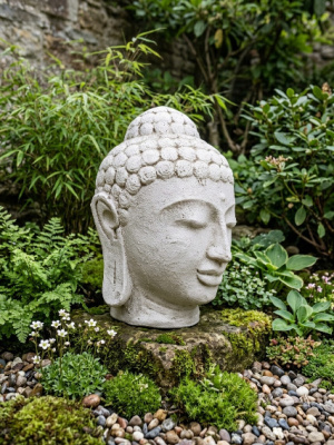 White Buddha Head Statue - 30cm CPS111 from CasaPandan will help to reduce stress and anxiety. Enjoy a feeling of peace in your beautiful home.
