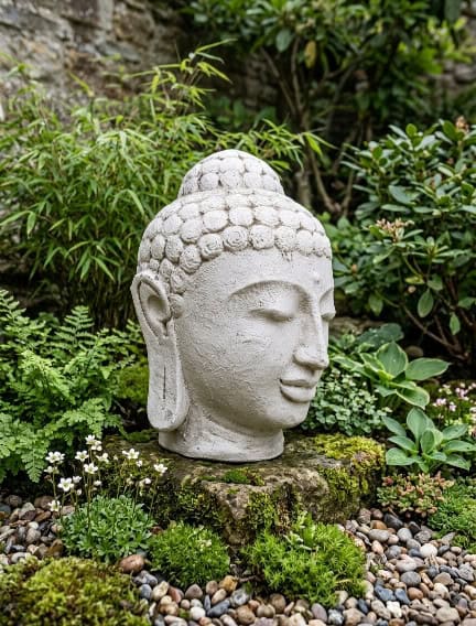 White Buddha Head Statue - 30cm CPS111 from CasaPandan will help to reduce stress and anxiety. Enjoy a feeling of peace in your beautiful home.