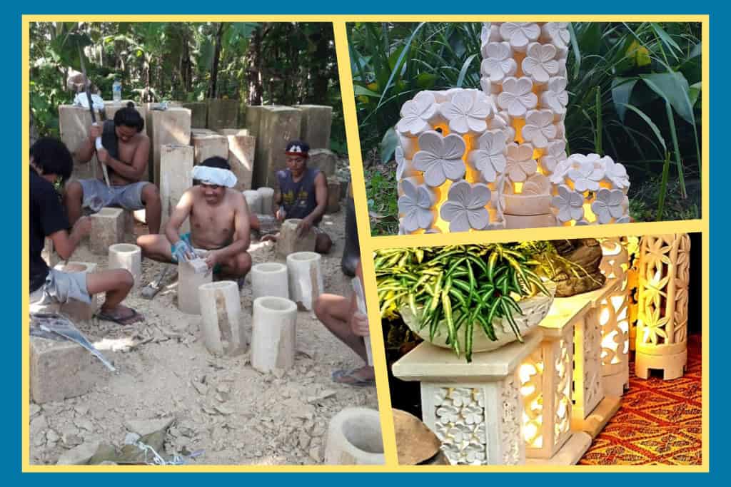 Use Balinese carved limestone garden lights from CasaPandan in courtyards, patios, and alfresco zones to create a relaxed Bali-style feel.