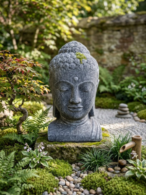 Small Buddha Head Statue - 40cm CPS106 GREY from CasaPandan will help to reduce stress and anxiety. It is a symbol of peace and enlightenment in Buddhism.