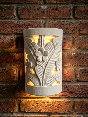 Bali Stone Wall Light - CPS19 - 30x20cm from CasaPandan is handcrafted from high-quality Balinese limestone. Perfect for both indoor and outdoor settings.