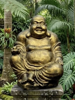 Transform your garden or home with our Large Laughing Buddha Statue from CasaPandan. Sturdy in the garden and able to be moved by two people.