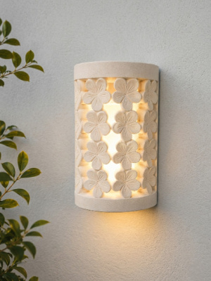 Limestone FRANGIPANNI Wall Light - CPS18 30x20cm Handcrafted from high-quality Balinese limestone. Perfect for both indoor and outdoor settings.