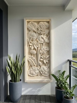 Enhance your garden or interior with our handcrafted 90cm Lotus Flower wall panel from CasaPandan. Its will bring a serene feel to any space.