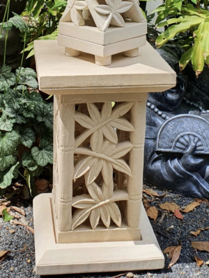 This Stone Pedestal BAMBOO 50cm from CasaPandan is perfect for displaying statues, pots, or garden features. Hand carved Balinese limestone.