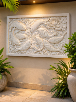 This tropical fish wall plaque CPD302 from CasaPandan is made from durable moulded cement. A unique piece that adds a relaxed, coastal touch to any space.