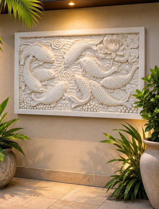 This tropical fish wall plaque CPD302 from CasaPandan is made from durable moulded cement. A unique piece that adds a relaxed, coastal touch to any space.