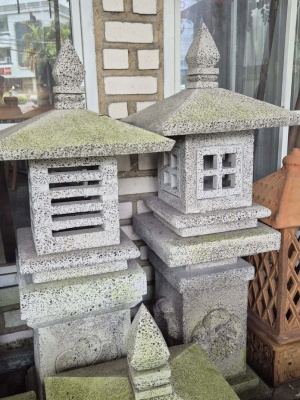 Stone & Concrete Garden Lantern - CPU33 from CasaPandan, handcrafted by the talented Balinese. Bring a serene ambience to your outdoor space.