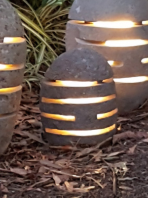 River Stone garden lights from CasaPandan - approx.30x18cm. Slotted Stone lights have a hole in the bottom to add power for your garden.