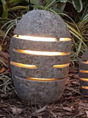 River Rock garden lights from CasaPandan - approx.45x30cm. Slotted Stone lights have a hole in the bottom to add power for your garden.