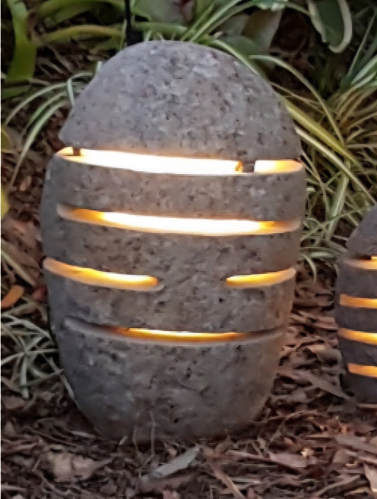 River Rock garden lights from CasaPandan - approx.45x30cm. Slotted Stone lights have a hole in the bottom to add power for your garden.